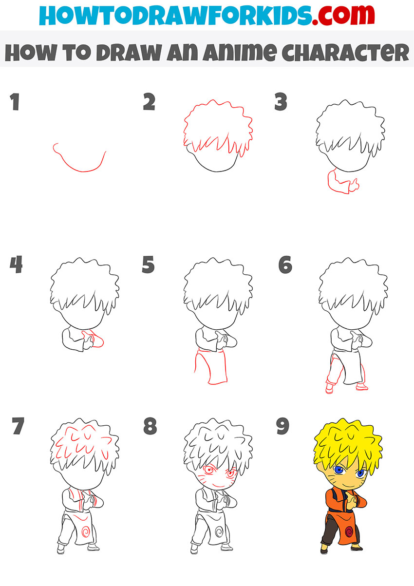 How to Draw an Anime Character Step by Step - Drawing Tutorial For Kids
