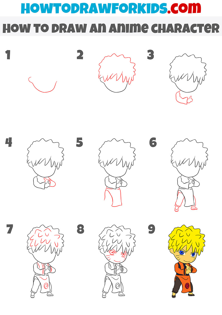 How to draw anime character – steps with pictures, hair anime ideias 