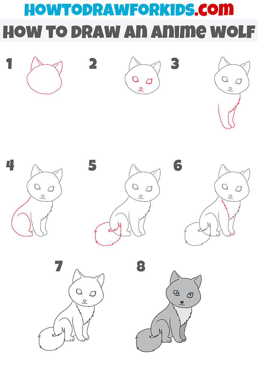 how to draw an anime wolf step by step1
