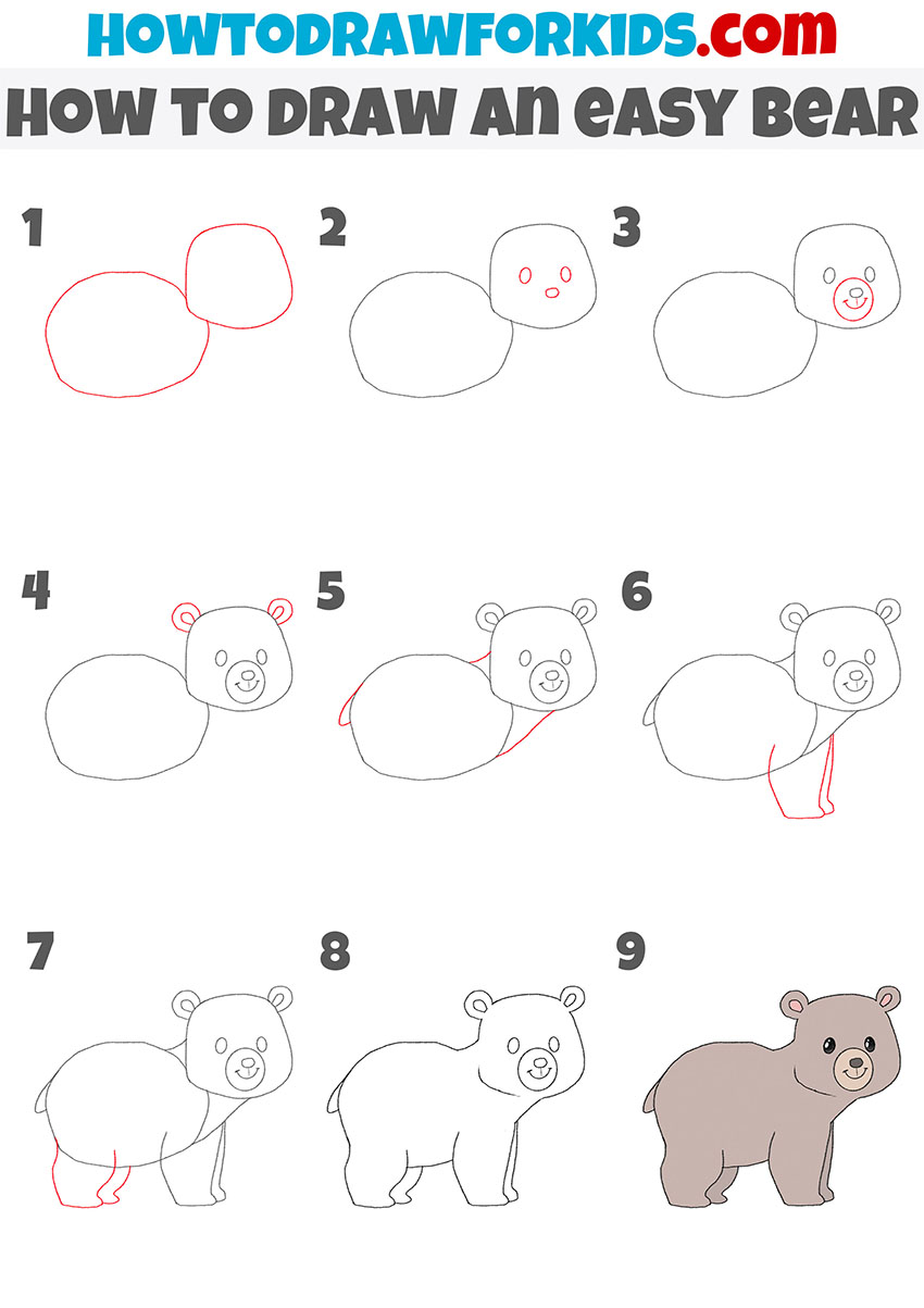 how to draw an easy bear step by step