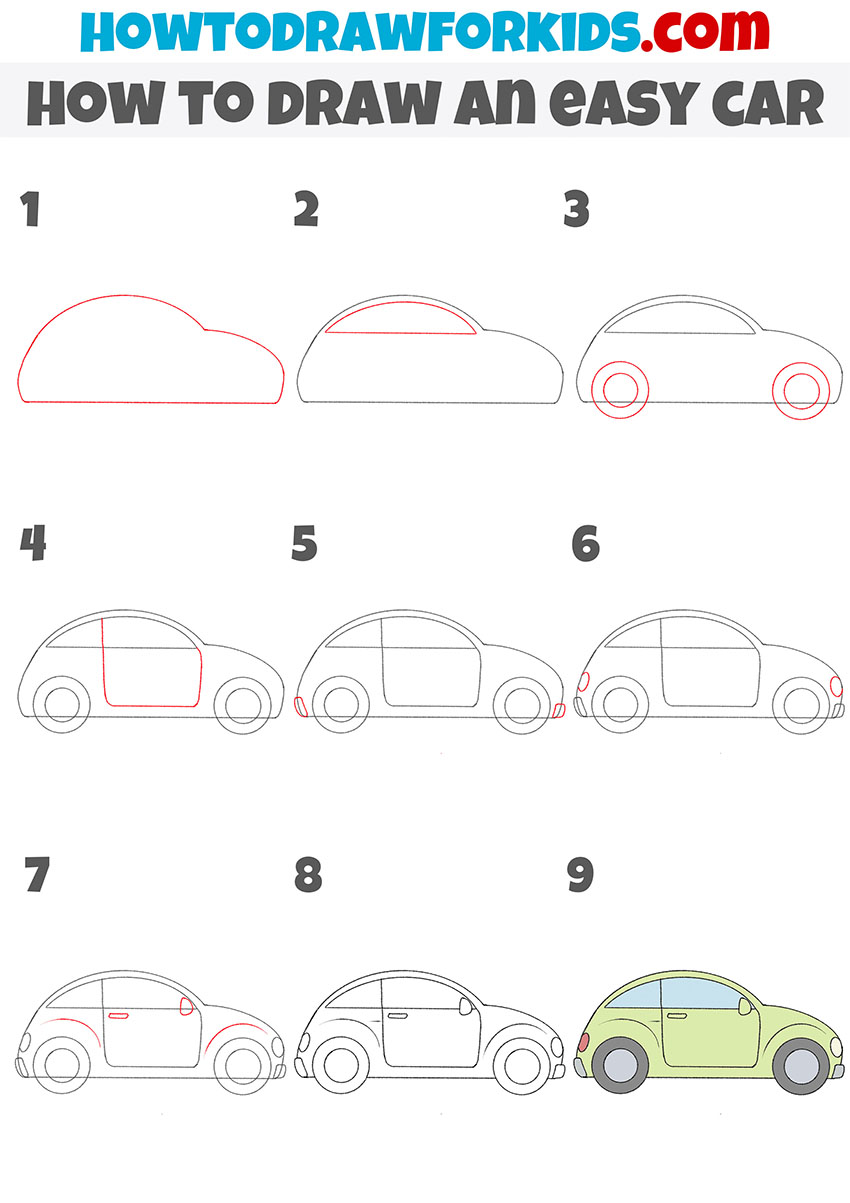 how to draw an easy car step by step