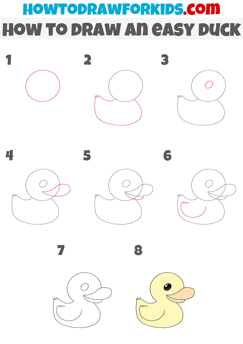 how to draw an easy duck step by step