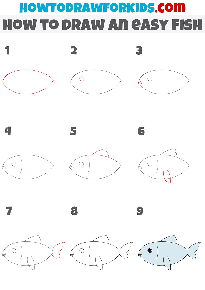 how to draw an easy fish step by step