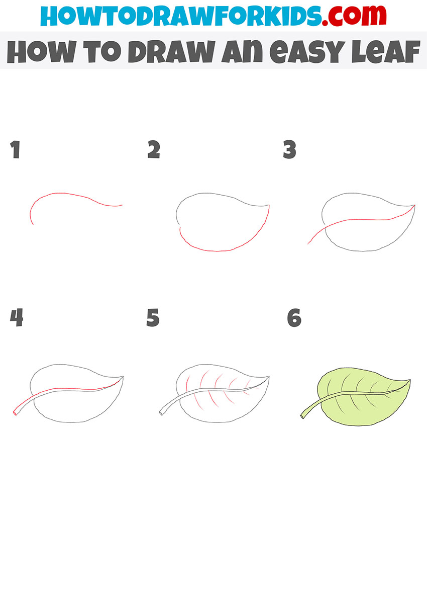 how to draw an easy leaf step by step