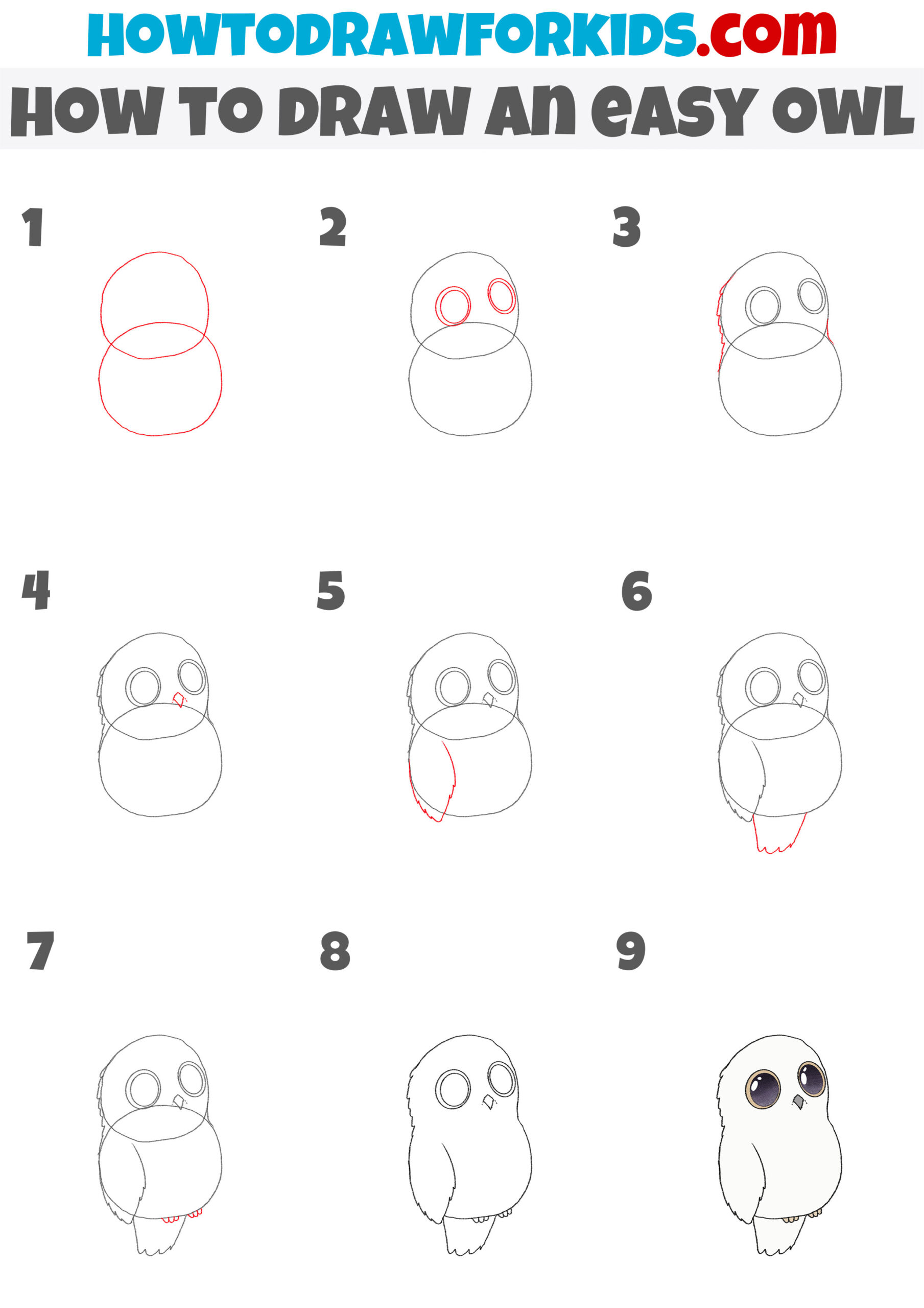 how to draw an easy owl step by step