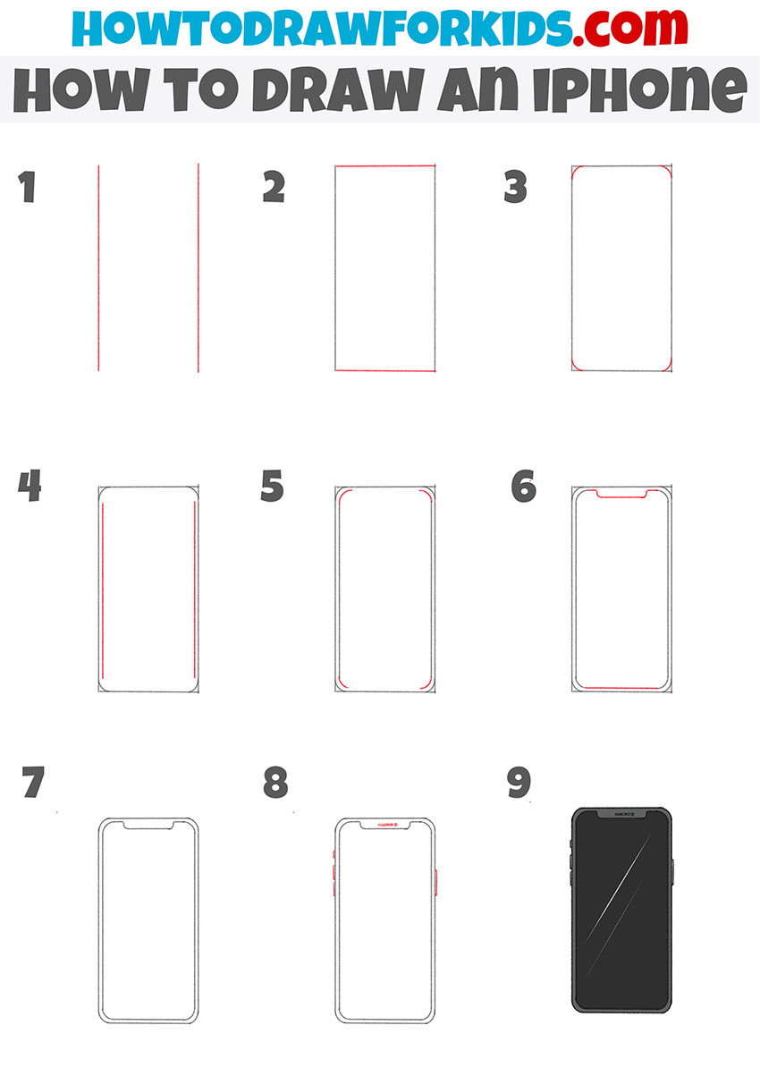 how to draw an iphone step by step