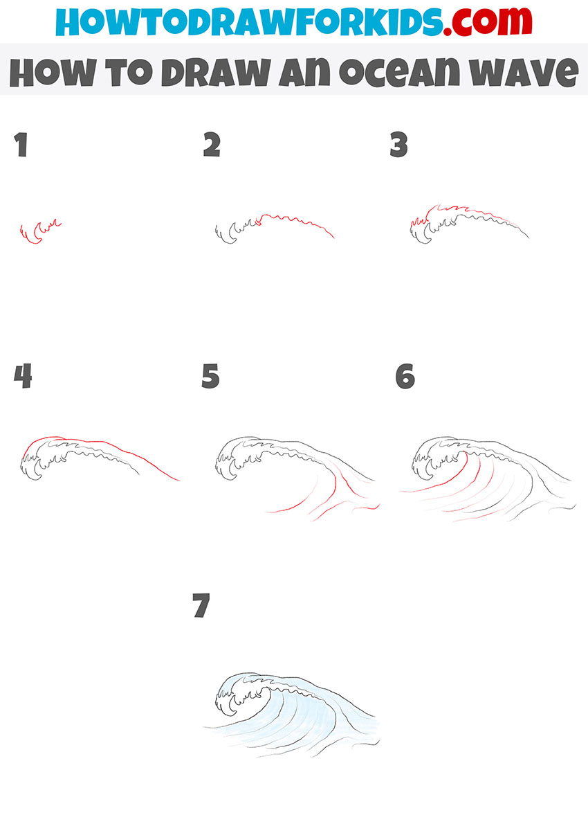 how to draw an ocean wave step by step