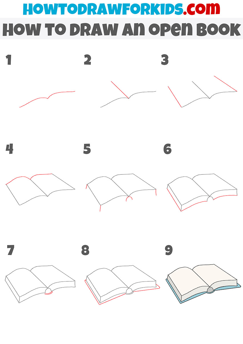 how to draw an open realistic book