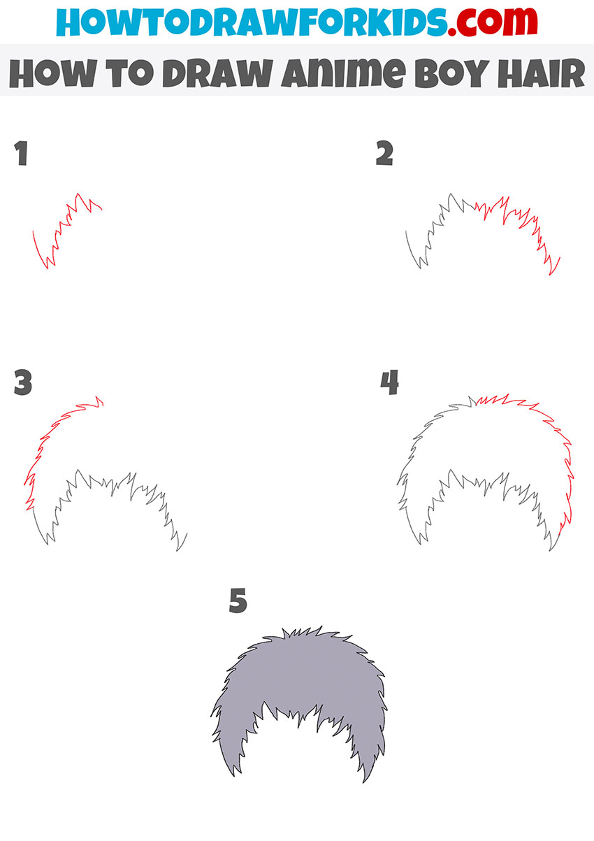 how to draw anime boy hair step by step