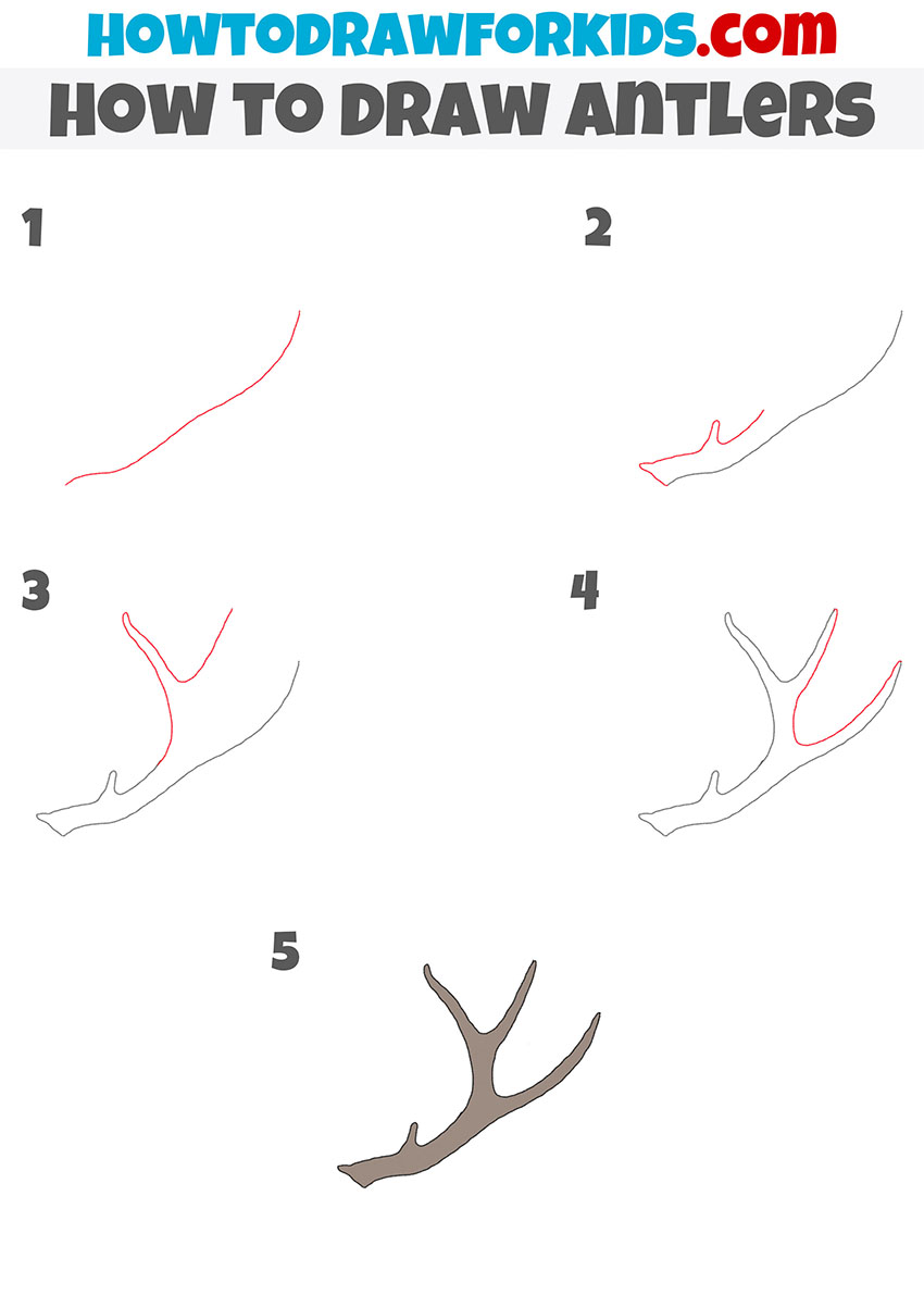 how to draw antlers step by step
