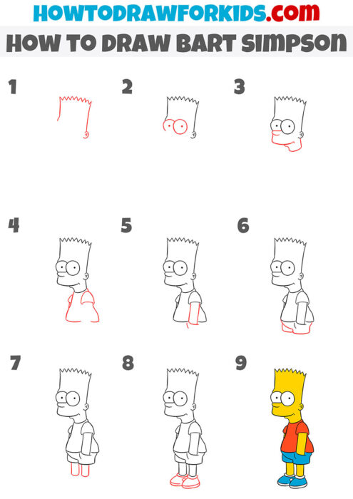 How to Draw Bart Simpson - Easy Drawing Tutorial For Kids