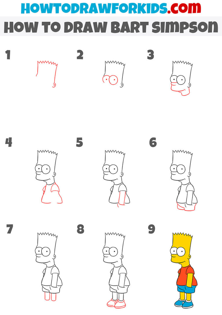 How To Draw Bart Simpson Step By Step Easy Easy Drawing Tutorial ...