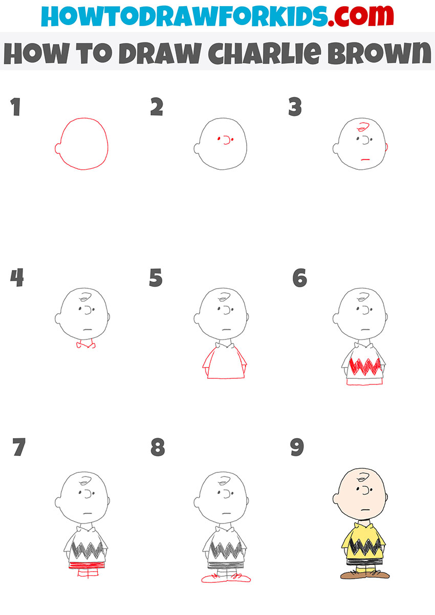 how to draw charlie brown step by step