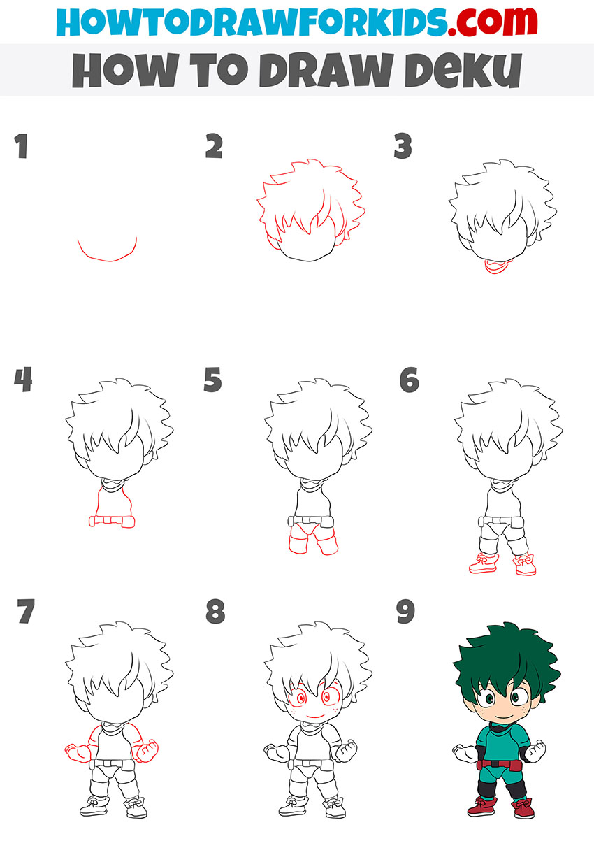 How To Draw Deku Step By Step