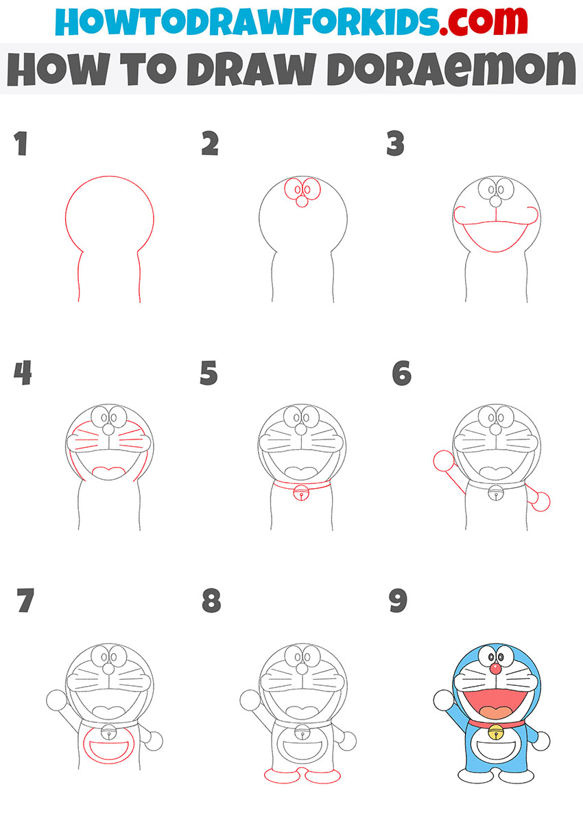 how to draw doraemon step by step