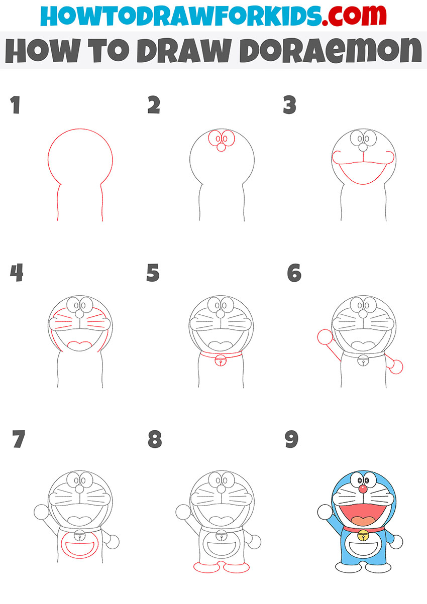 How to Draw Doraemon - Easy Drawing Tutorial For Kids