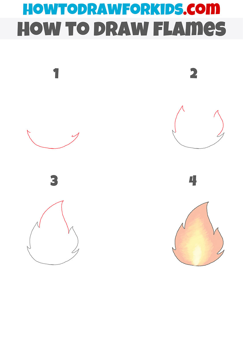 how to draw flames step by step