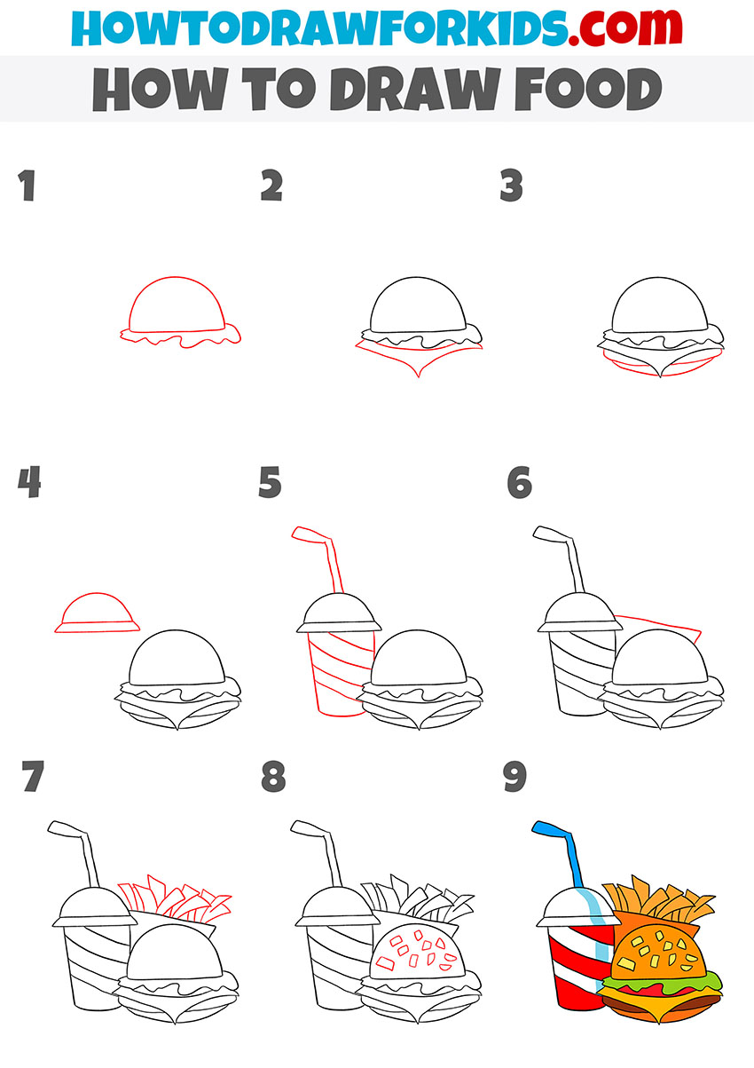 how to draw food step by step