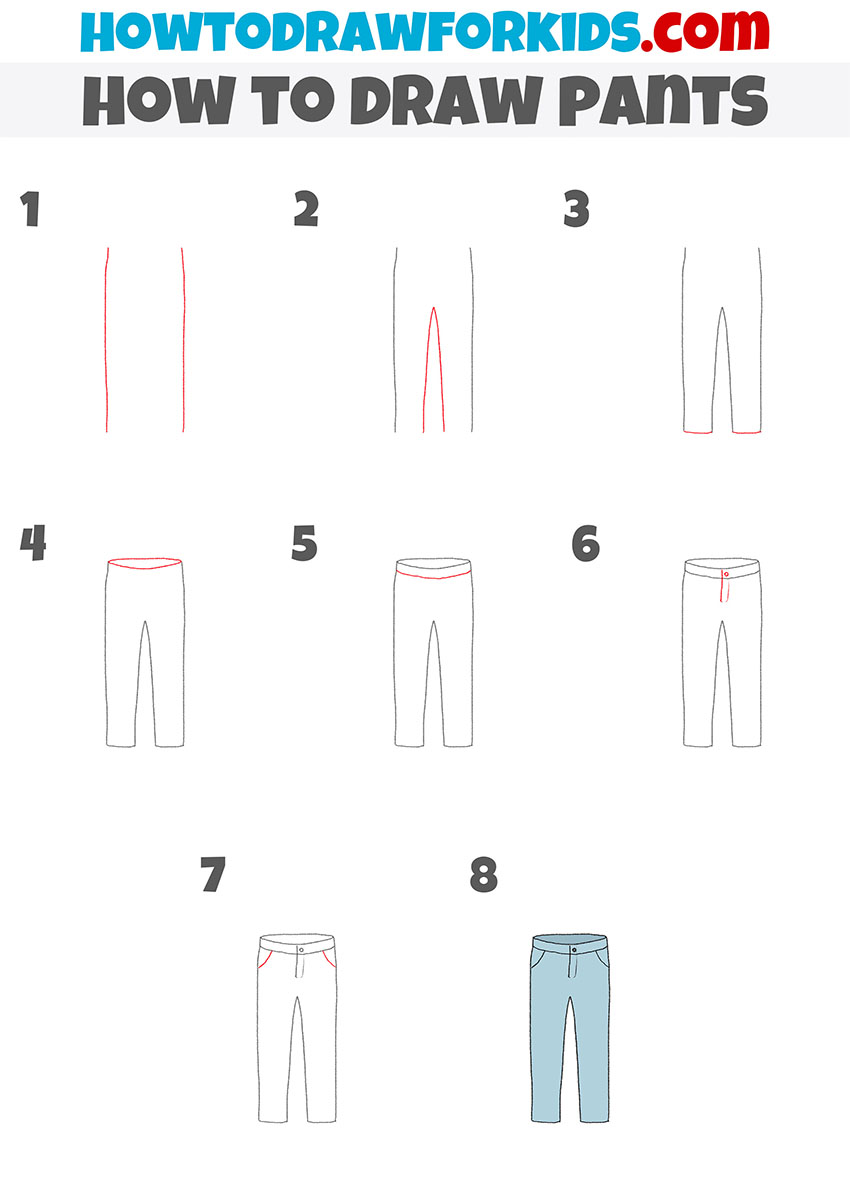 how to draw pants step by step