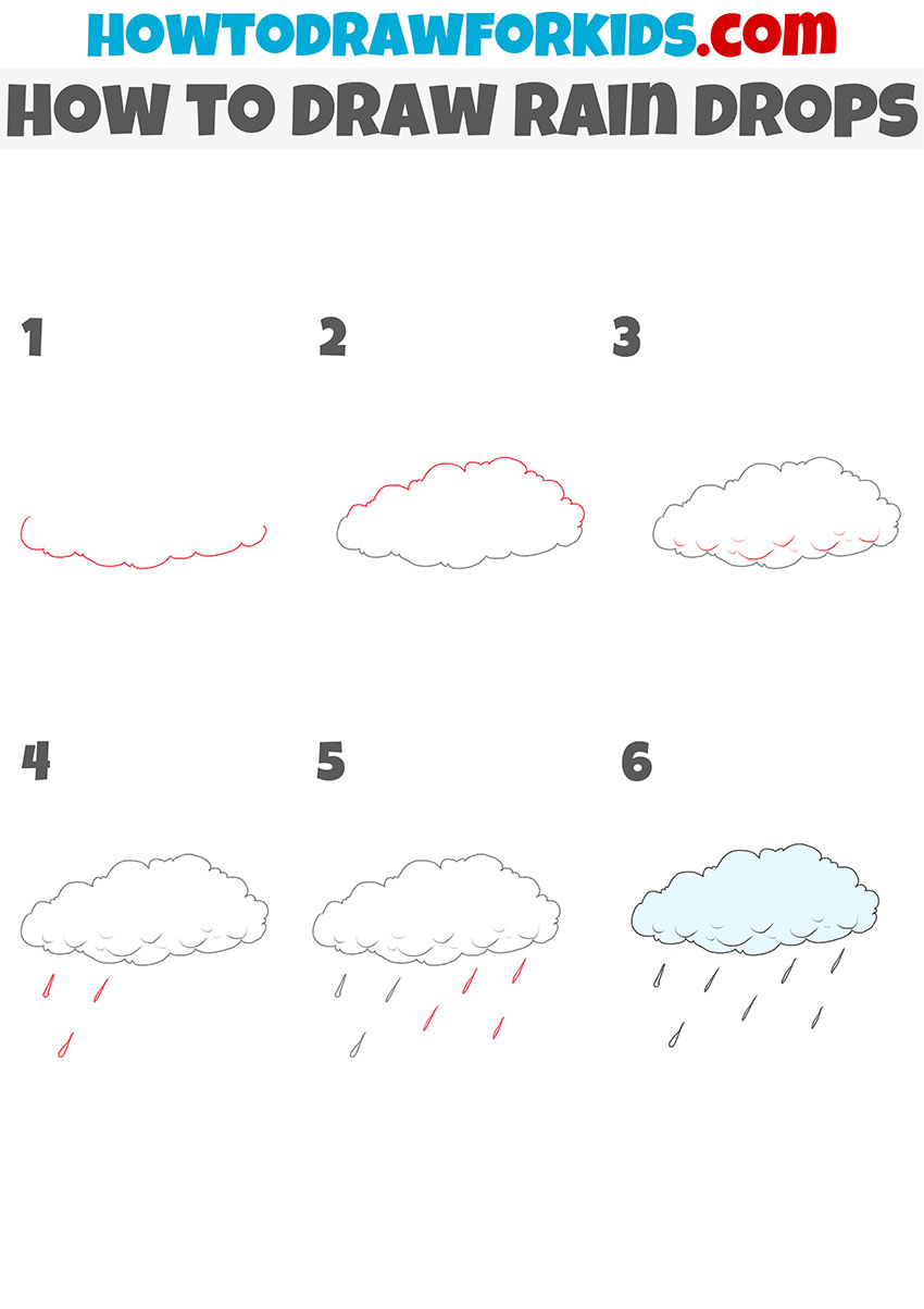 how to draw rain drops step by step
