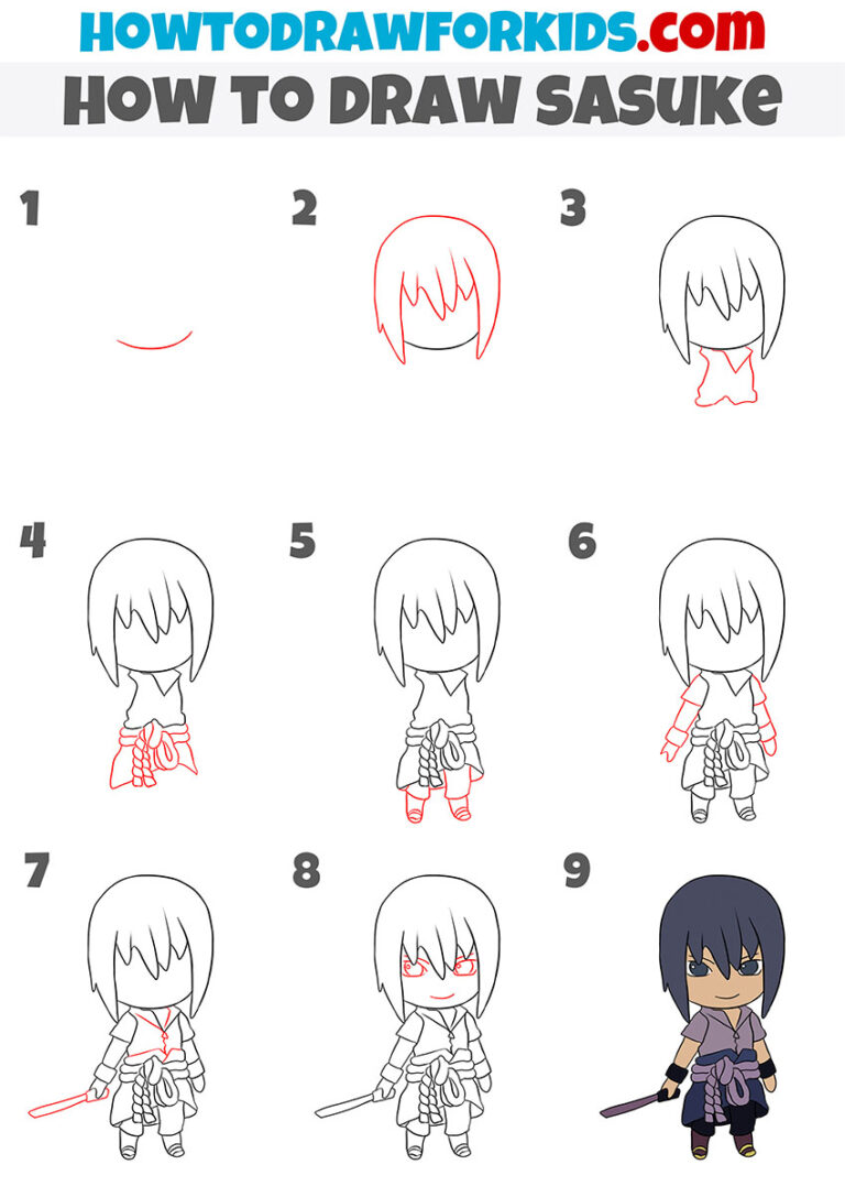 How to Draw Sasuke - Easy Drawing Tutorial For Kids