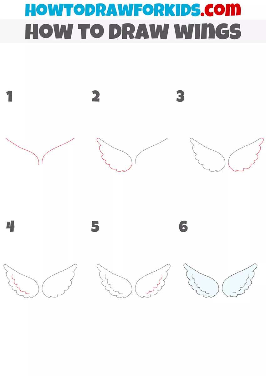 how to draw simple wings for kids