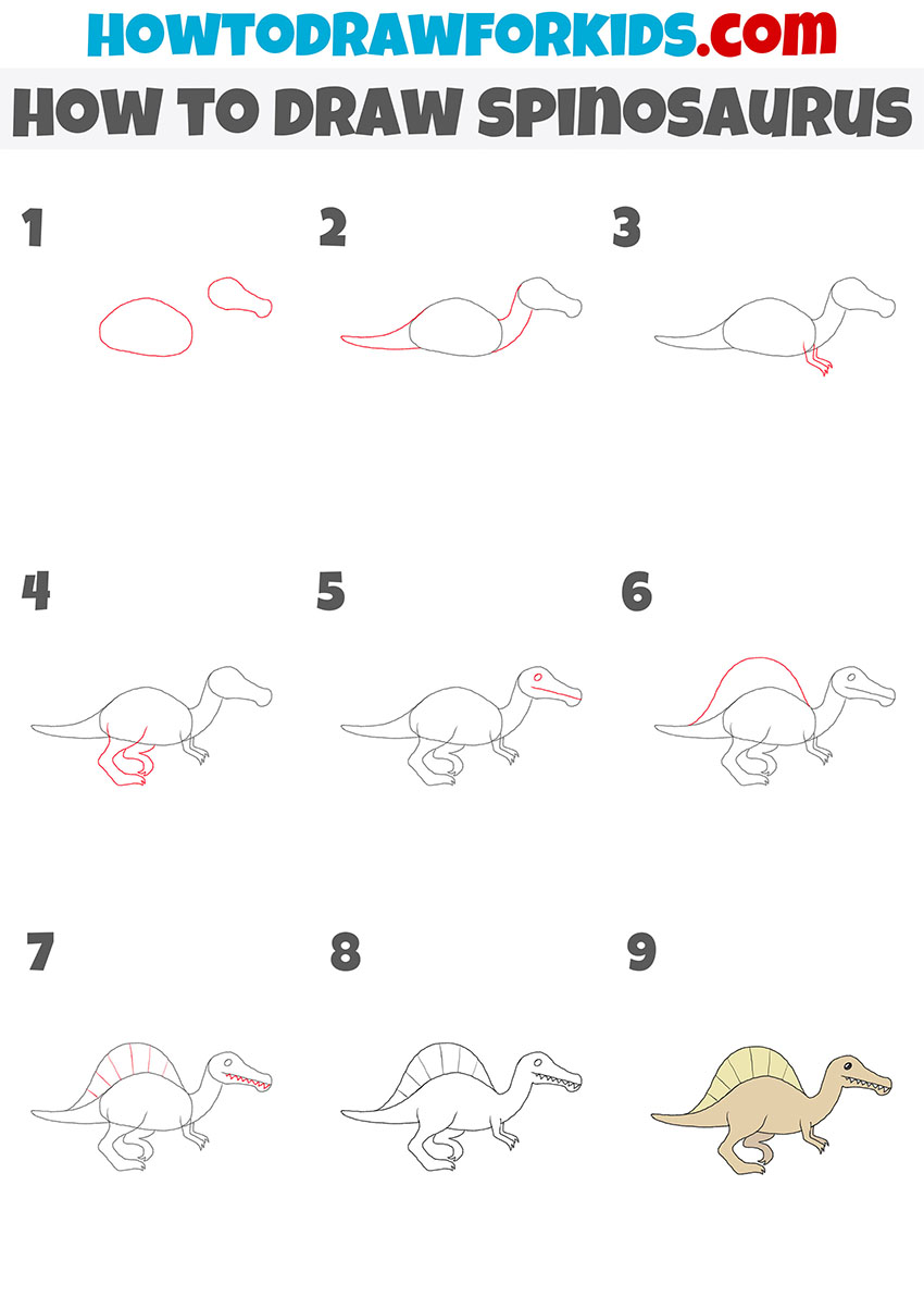 how to draw spinosaurus step by step
