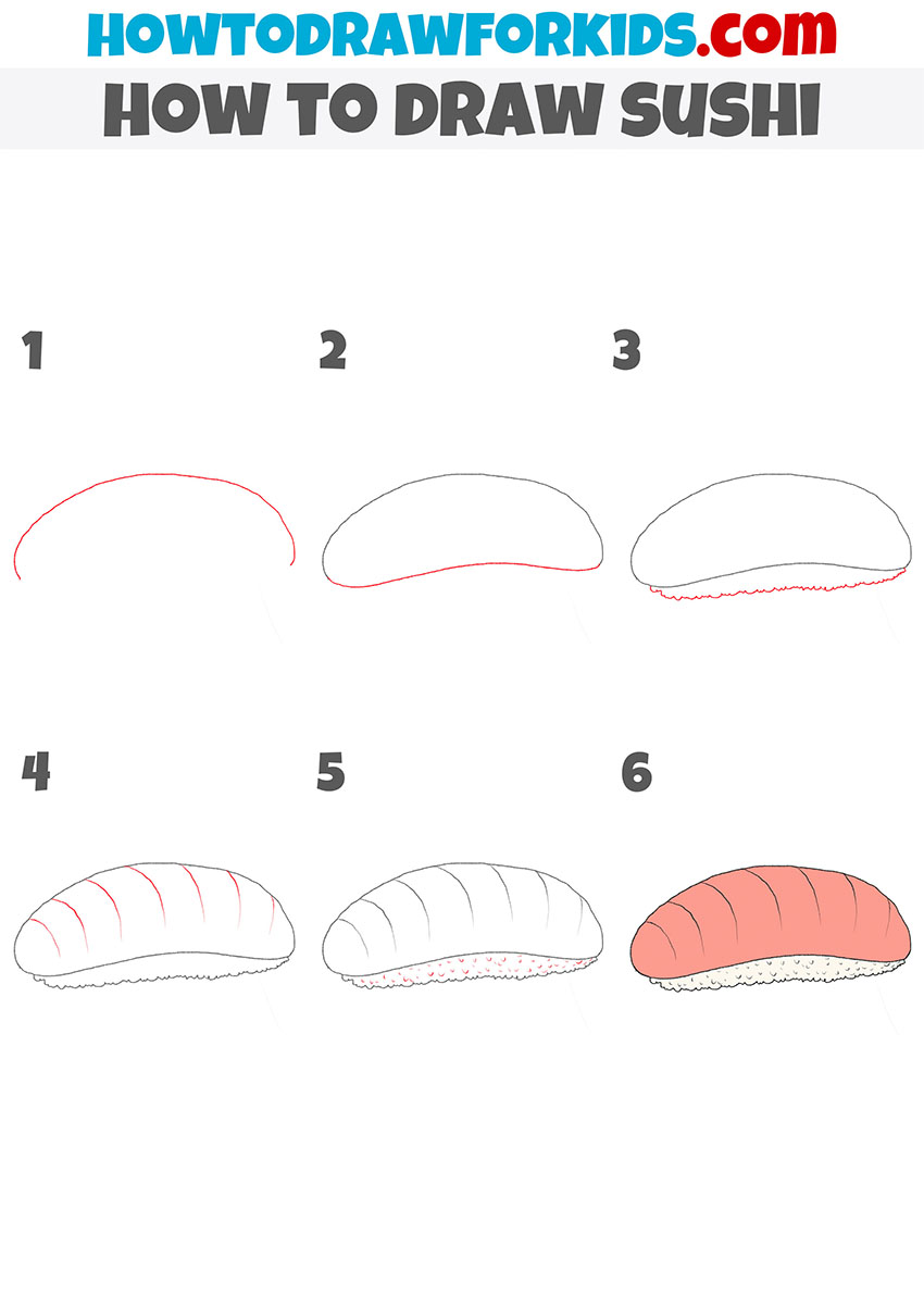 how to draw sushi step by step