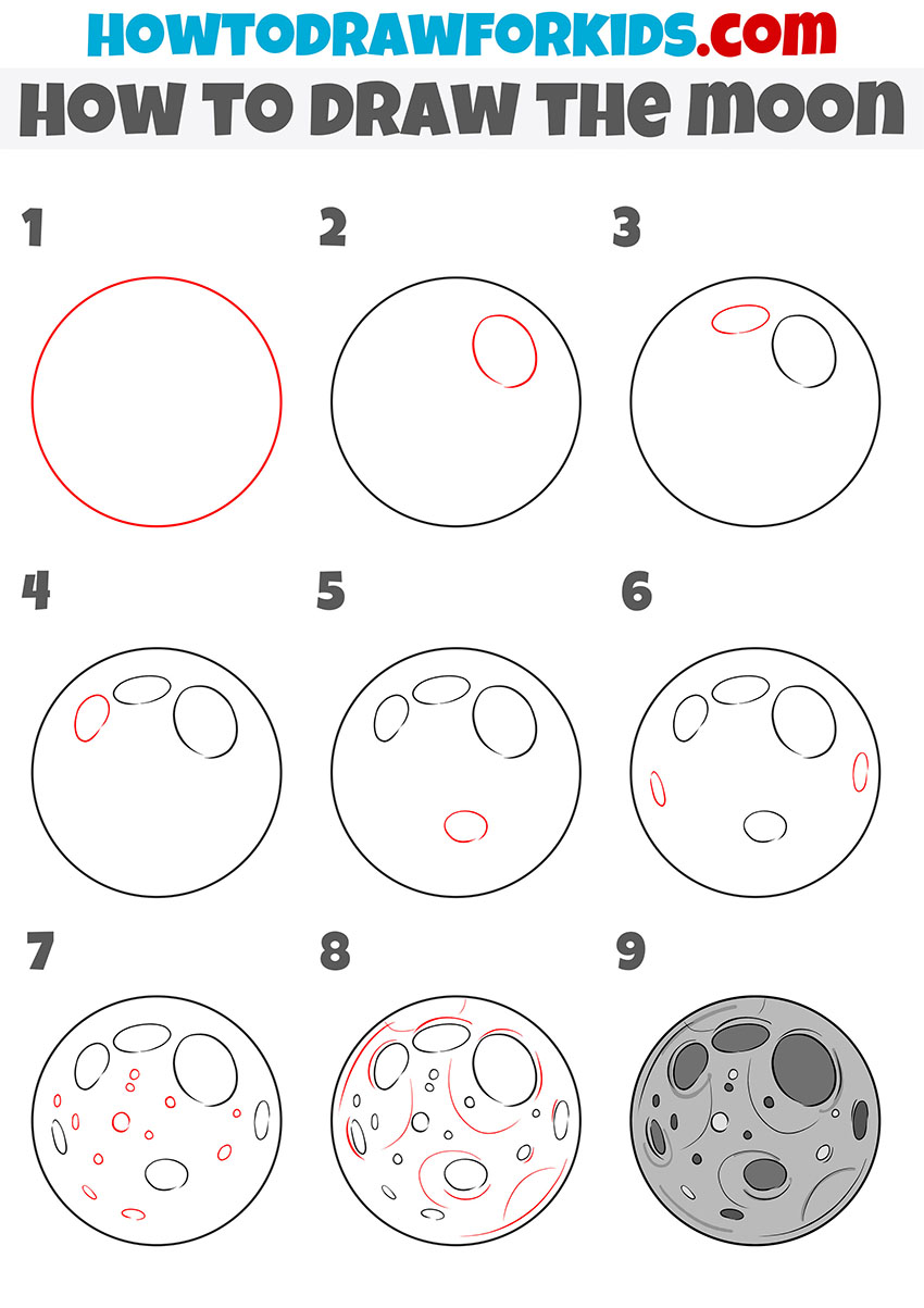 How to Draw the Moon - Easy Drawing Tutorial For Kids