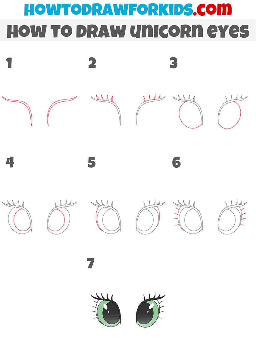 how to draw unicorn eyes step by step