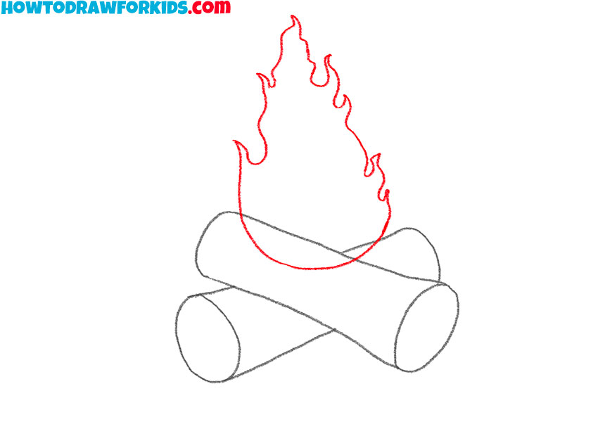 how to draw a cute campfire