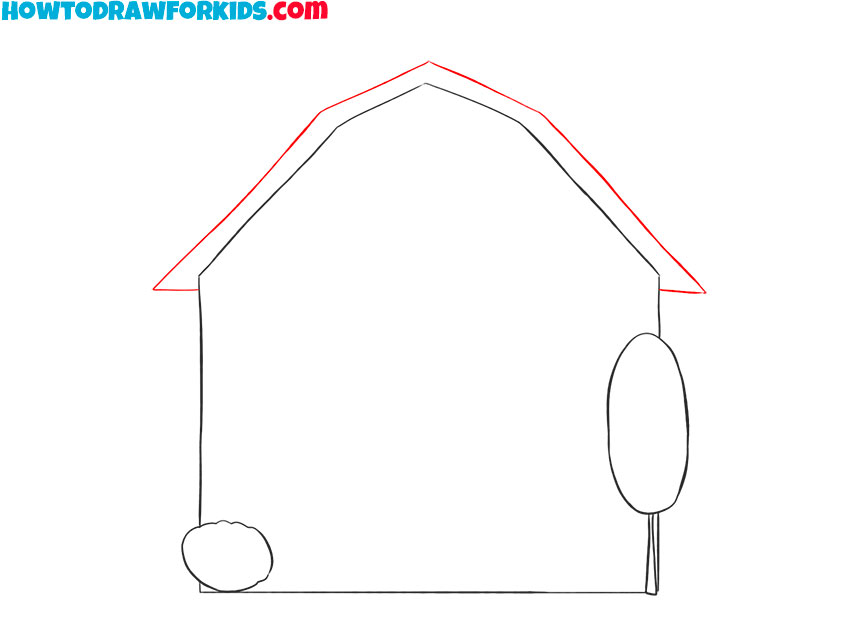 how to draw a simple barn step by step
