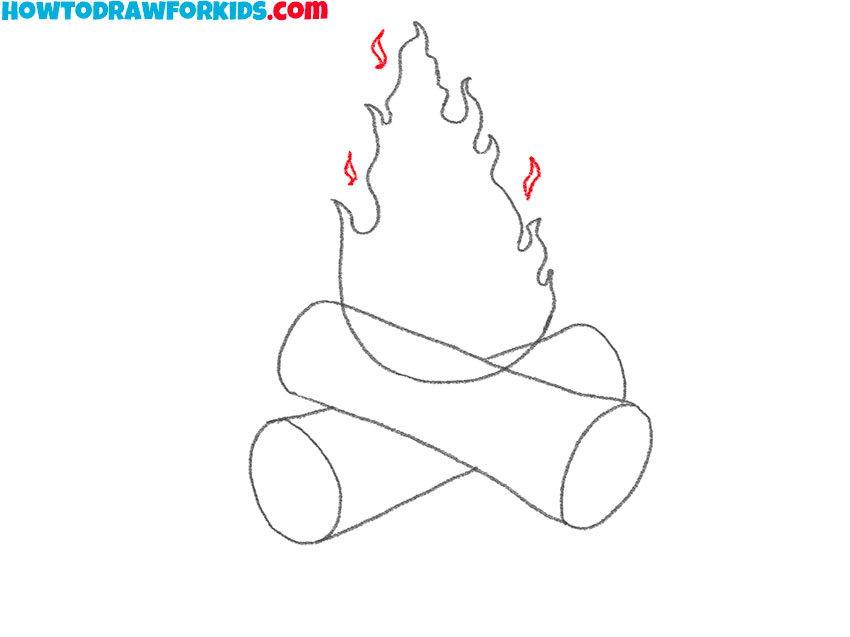 how to draw a cartoon campfire