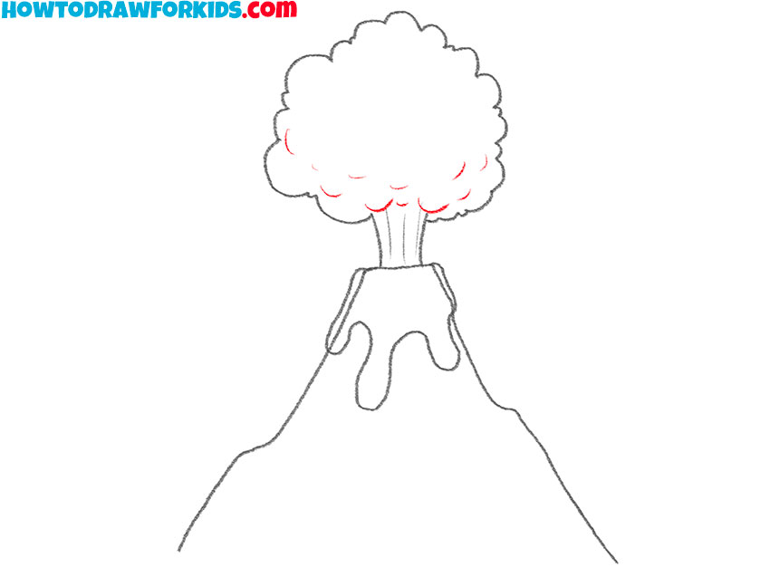 how to draw a volcano cartoon