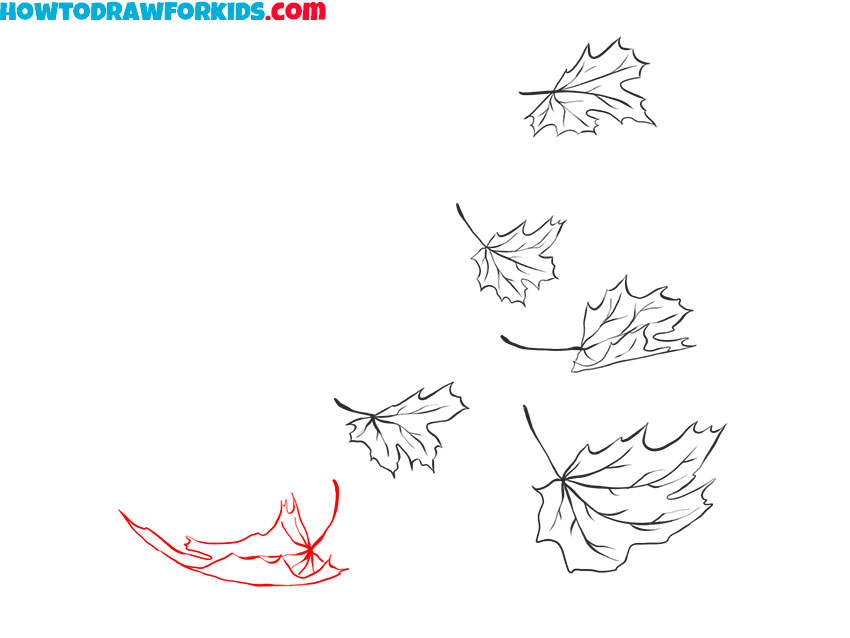 simple falling leaves drawing