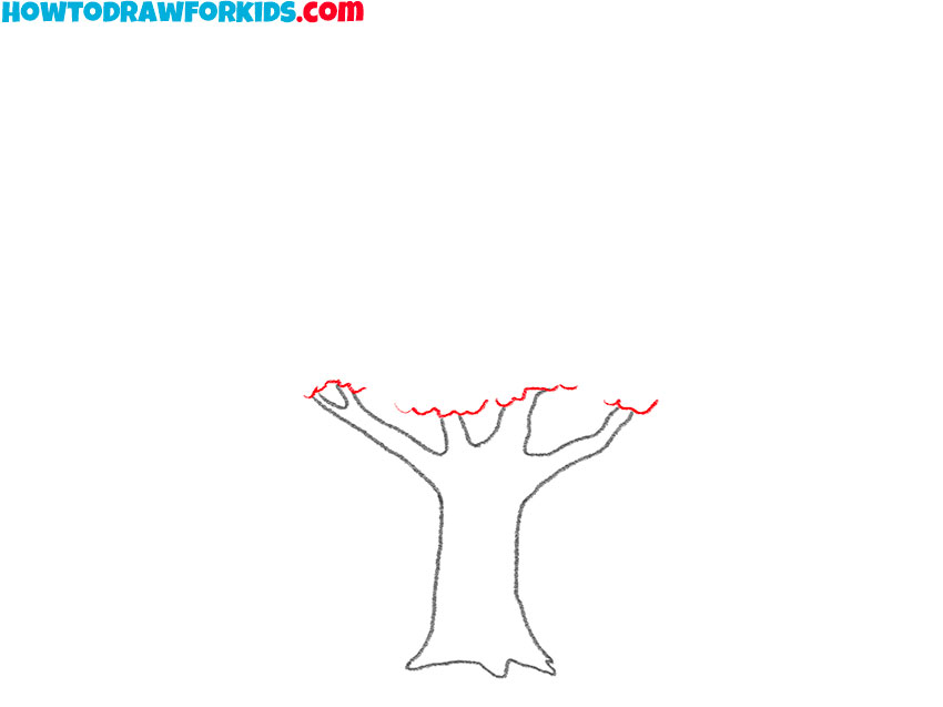 tree with leaves drawing guide