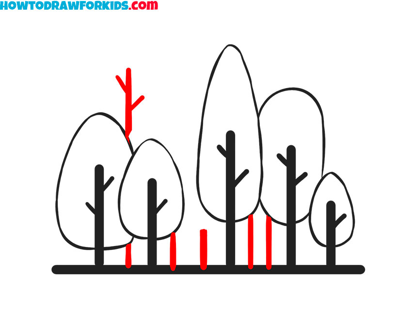 how to draw a forest for kindergarten