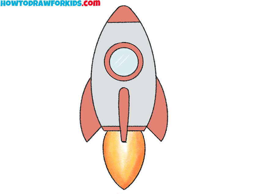 how to draw a realistic rocket ship