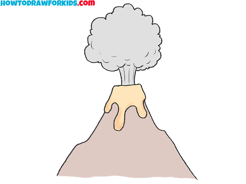how to draw a volcano for kindergarten