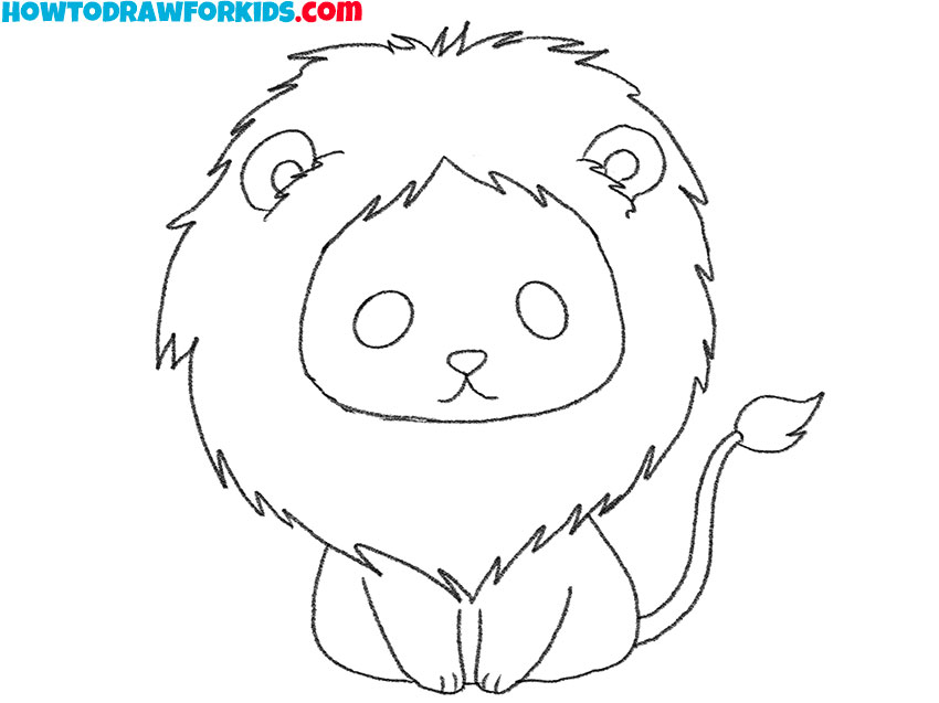how to draw a lion cute and easy