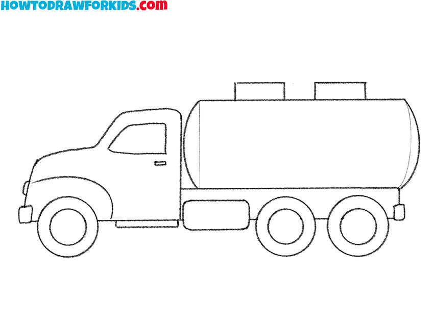 how to draw a tank truck for kindergarten