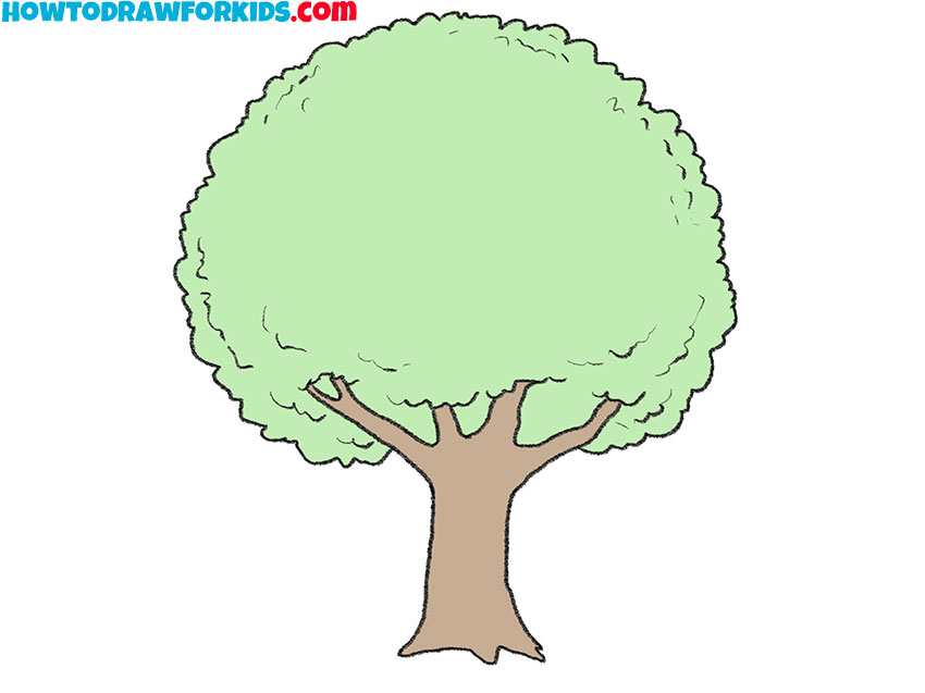 how to draw a tree with leaves for beginners