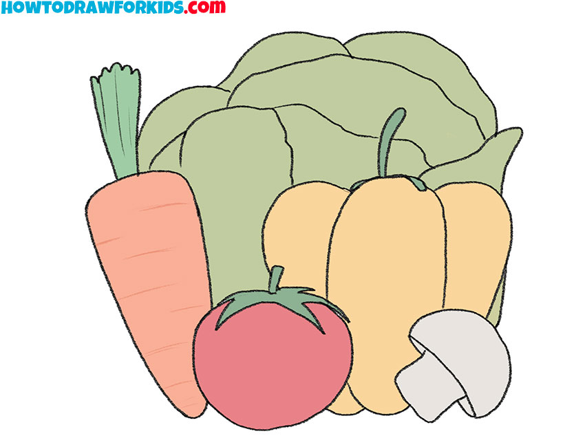 How to Draw Vegetables - Easy Drawing Tutorial For Kids
