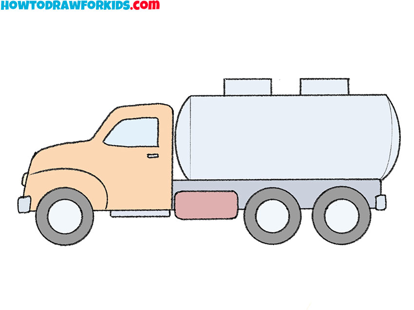 cartoon tank truck drawing lesson