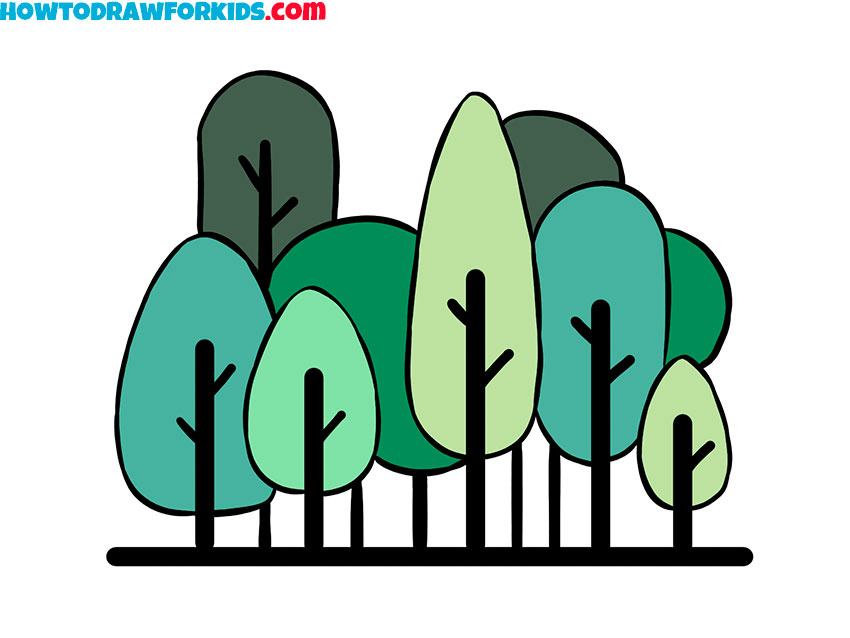 How to Draw a Forest Step by Step Easy Drawing Tutorial