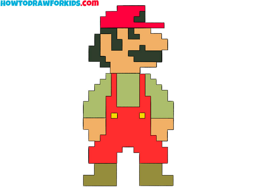 how to draw 8-bit mario art