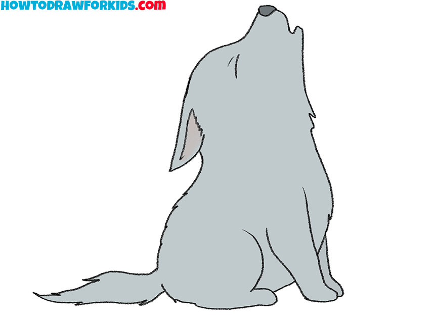 how to draw a howling wolf simple