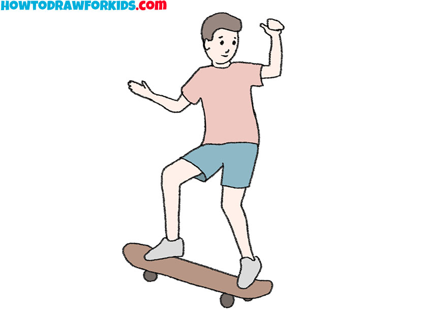 how to draw a simple skateboarder
