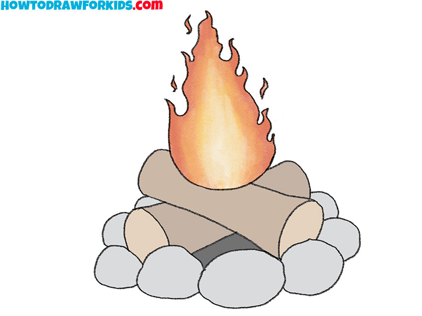 simple campfire drawing for kids