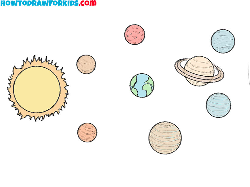 simple solar system drawing tutorial